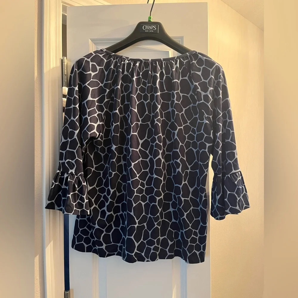 Michael Kors Navy Animal Print Blouse - Picture 2 of 4